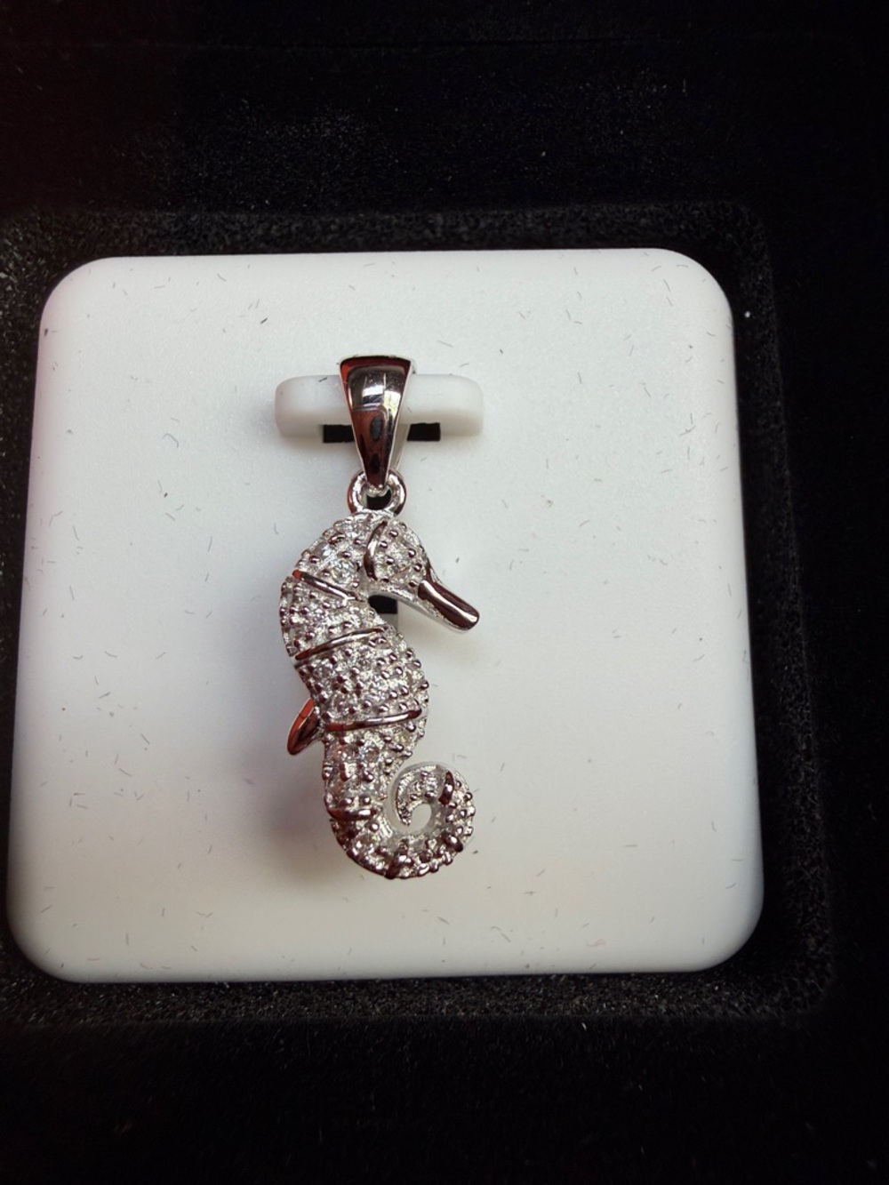 925 Sterling Silver Moissanite .50 CTW Seahorse Pendant  1/2”